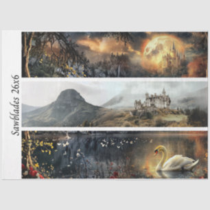 Papel De Seda Sinais de Castelos ao Luar e Serras Manuais Decoup