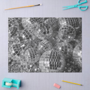 Papel De Seda Sinais de Esferas de Disco Brilhante Foto Preta e