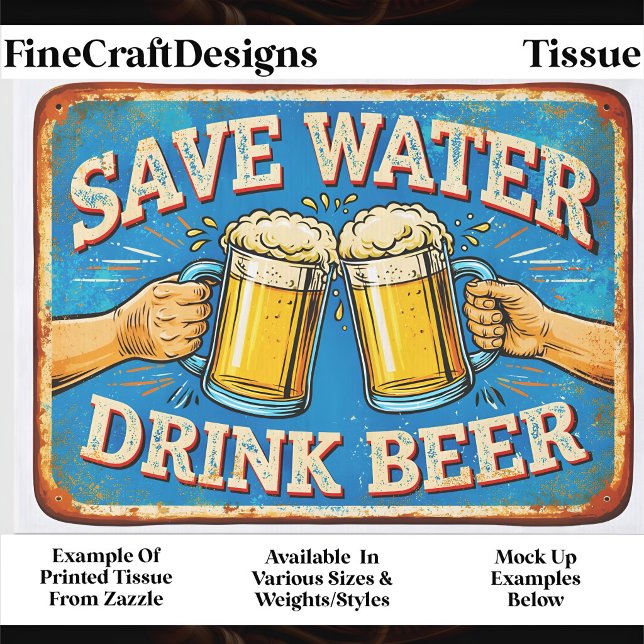 Papel De Seda Sinal Angustiado Amante de Cerveja Retro FP2O Deco (Criador carregado)