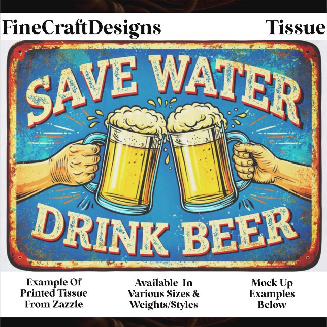 Papel De Seda Sinal Angustiado Amante de Cerveja Retro FP2R Deco (Criador carregado)