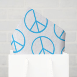 Papel De Seda Sinal de Paz Azul Retro Divertido