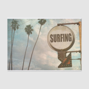 Papel De Seda Sinal de surf - Retro Beach Decoupage Paper