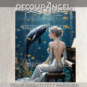 Papel De Seda Sinfonia do oceano profundo - Decoupage -