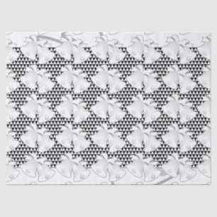 Papel De Seda Sinos de Casamento Preto Branco Geo