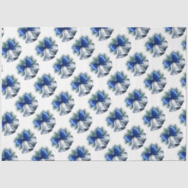 Papel De Seda Sinos de Natal de Prata com Arco Azul