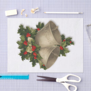 Papel De Seda Sinos de Natal Prata Antigos Música Vitoriana