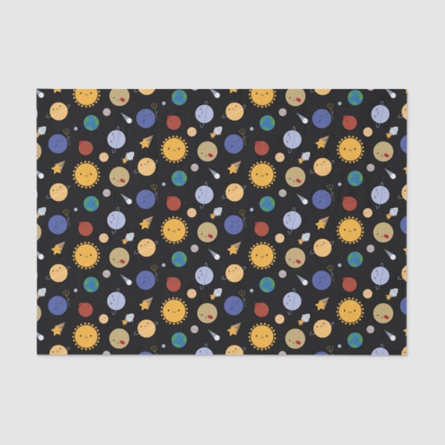 Papel De Seda Sistema solar de Kawaii (Frente )