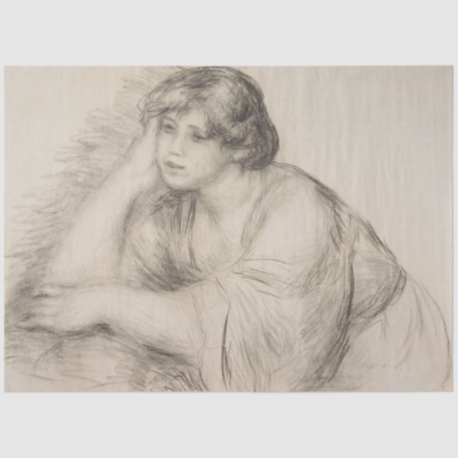Papel De Seda Sitting Girl (por Pierre-Auguste Renoir) (Frente )