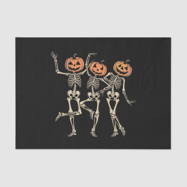 Papel De Seda Skeleton Halloween Pumpkin Cai Fall Spooky (Frente )