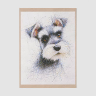 Papel De Seda  Sketch Style Cute Schnauzer Dog EW4R Decoupage