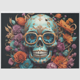 Papel De Seda Skull Candy with Flowers