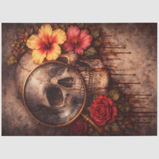 Papel De Seda Skull Magnifying Glass Decoupage Paper