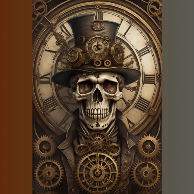 Papel De Seda Skull Steampunk with clock tissue paper v4 (Criador carregado)