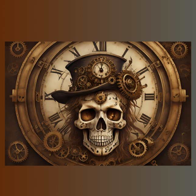 Papel De Seda Skull Steampunk with clock tissue paper v5 (Criador carregado)