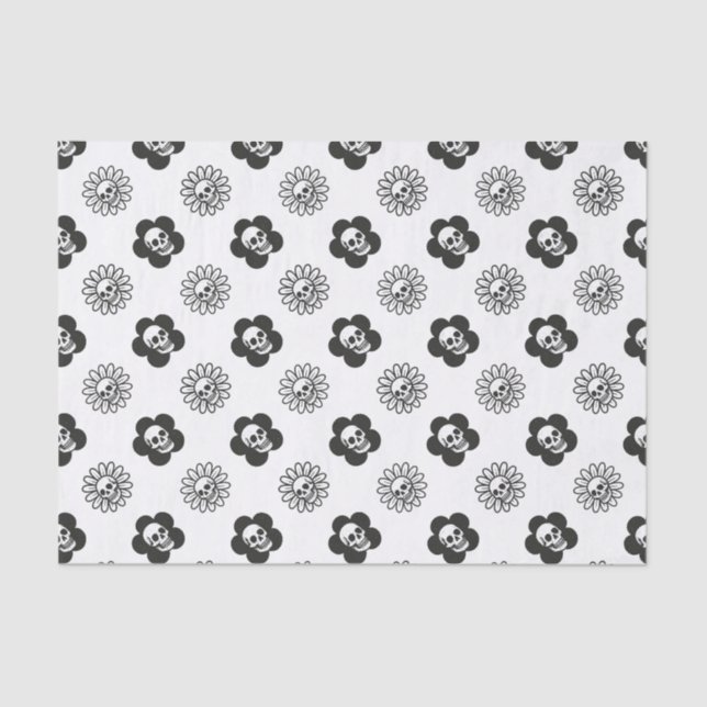 Papel De Seda Skulls Flowers (Frente )