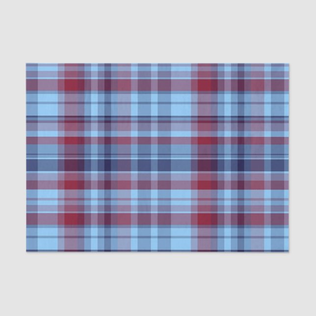 Papel De Seda Sky Blue Marinho Burgundy Preppy Madras (Frente )