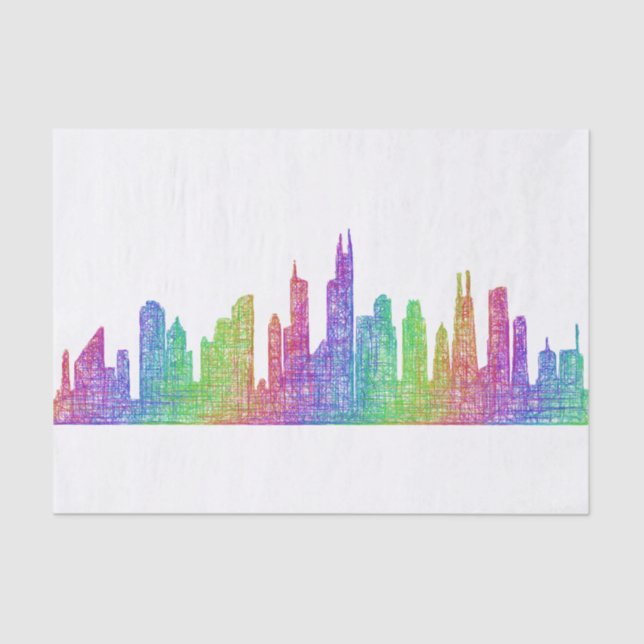 Papel De Seda Skyline de Chicago (Frente )