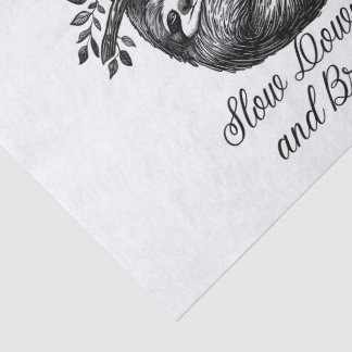 Papel De Seda Slow Down and Breathe – Cute Sloth Mindfulness Des