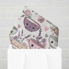 Papel De Seda Smiling Faces Floral Pink Purple