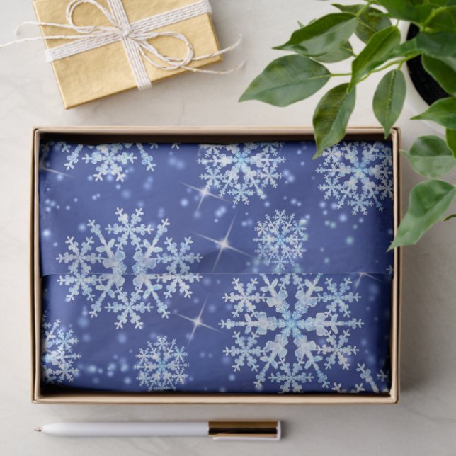 Papel De Seda Snow Flakes Blue  (Presente)