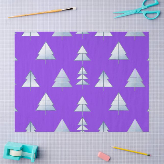 Papel De Seda Snow Trees Elegant Winter (Arte )