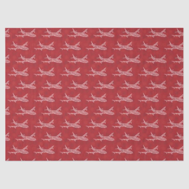 Papel De Seda Snowflake Airplane on red. (Frente )