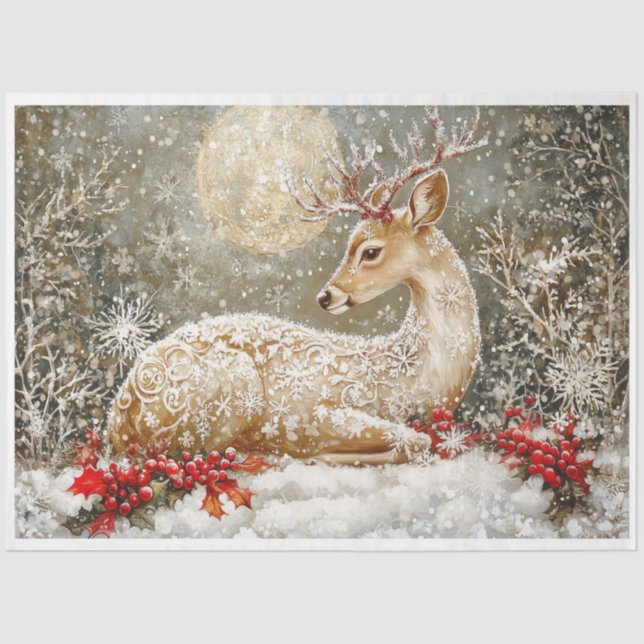 Papel De Seda Snowflake Deer (Frente )