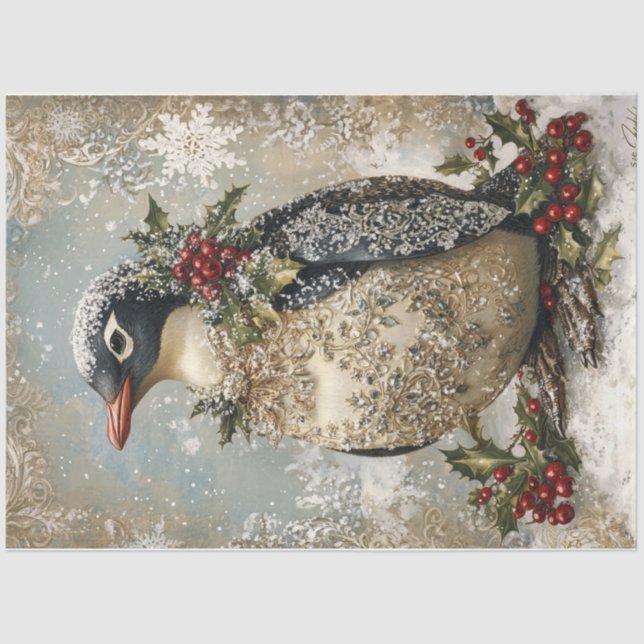 Papel De Seda Snowflake Penguin (Frente )