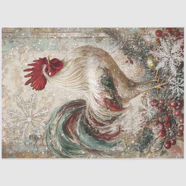 Papel De Seda Snowflake Rooster (Frente )