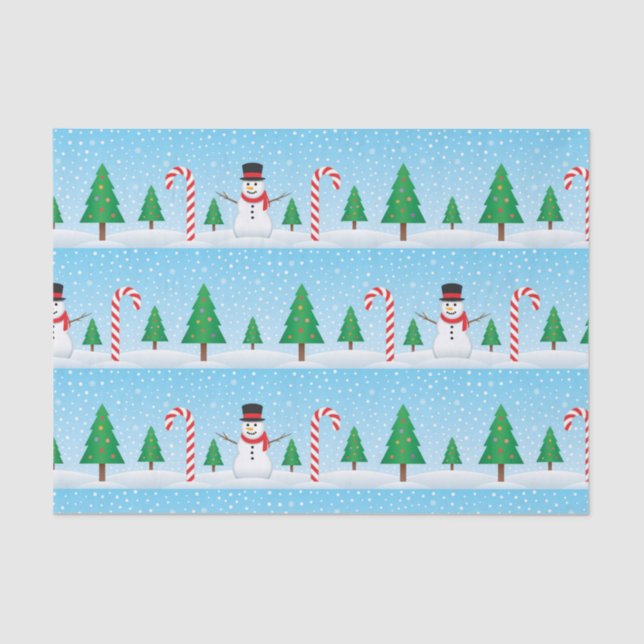 Papel De Seda Snowman & Candy Cane Winter Wonderland (Frente )