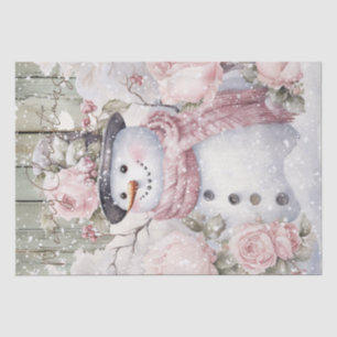 Papel De Seda Snowman Pastel Pink Natal de inverno