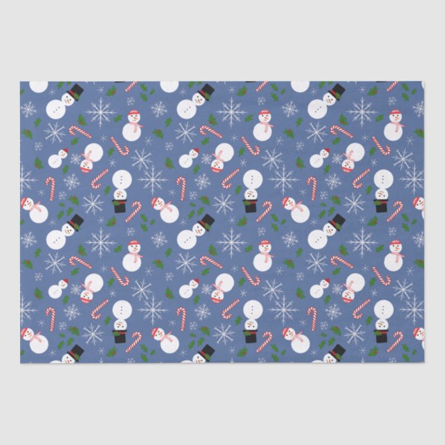 Papel De Seda Snowman Snowflake Winter Holiday Paper (Frente )