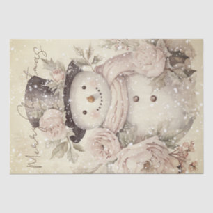 Papel De Seda Snowman Vintage Pastel Rosa Pink Natal