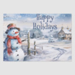 Papel De Seda Snowman Watercolor Winter Christmas<br><div class="desc">Snowman Watercolor Winter Christmas</div>