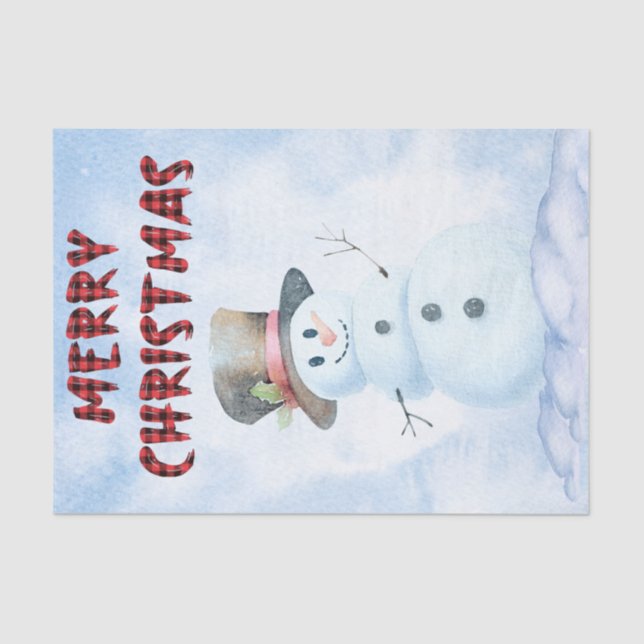 Papel De Seda Snowman Watercolor Winter Christmas (Frente )