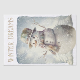 Papel De Seda Snowman Watercolor Winter Christmas