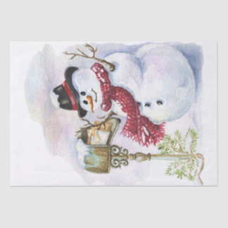 Papel De Seda Snowman Watercolor Winter Christmas