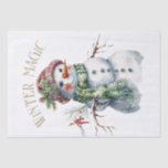 Papel De Seda Snowman Watercolor Winter Christmas<br><div class="desc">Snowman Watercolor Winter Christmas</div>
