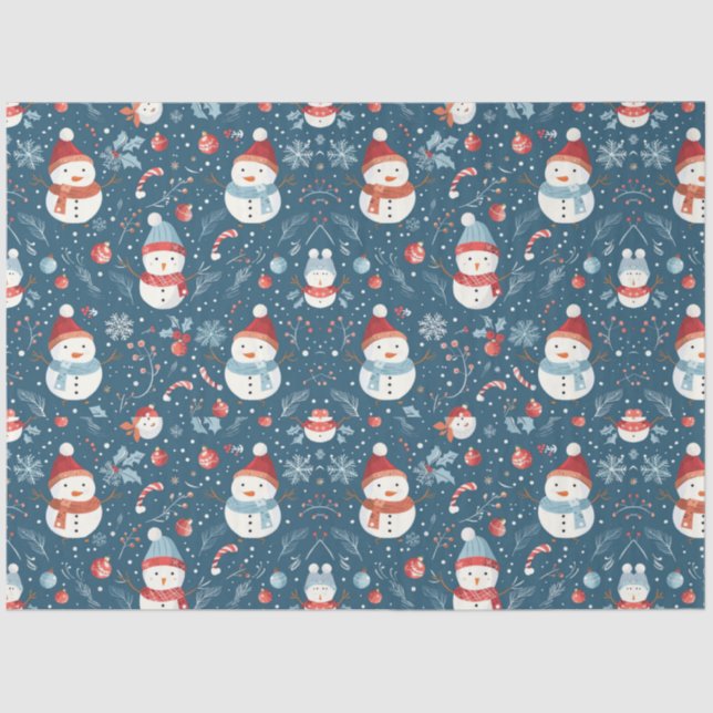 Papel De Seda Snowmen Berries Candy Canais Natal (Frente )