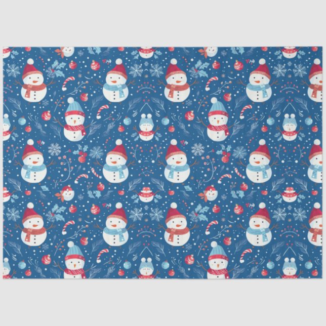 Papel De Seda Snowmen Berries Candy Canais Natal (Frente )