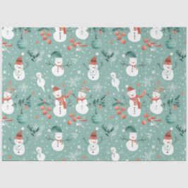 Papel De Seda Snowmen Berries Snowflakes Greenery Natal