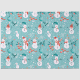 Papel De Seda Snowmen Berries Snowflakes Greenery Natal