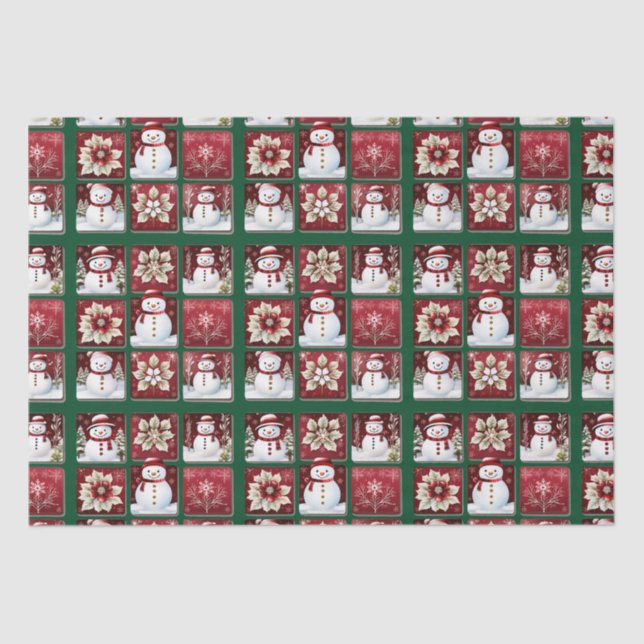 Papel De Seda Snowmen Collage (Frente )