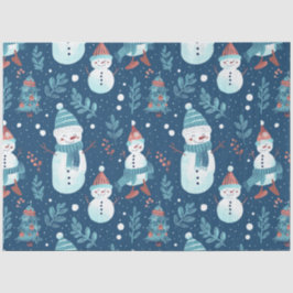 Papel De Seda Snowmen Snow Trees Greenery Natal