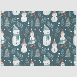 Papel De Seda Snowmen Snow Trees Greenery Natal