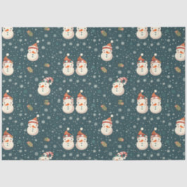 Papel De Seda Snowmen Snowflakes Greenery Natal