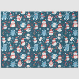 Papel De Seda Snowmen Teddy Bears Snowflakes Greenery Natal