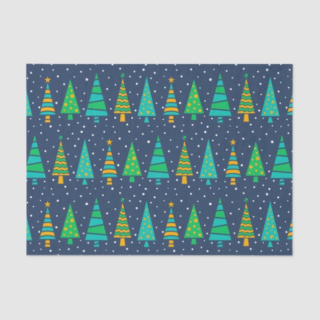 Papel De Seda Snowy Fir Trees Tissue Paper (Frente )