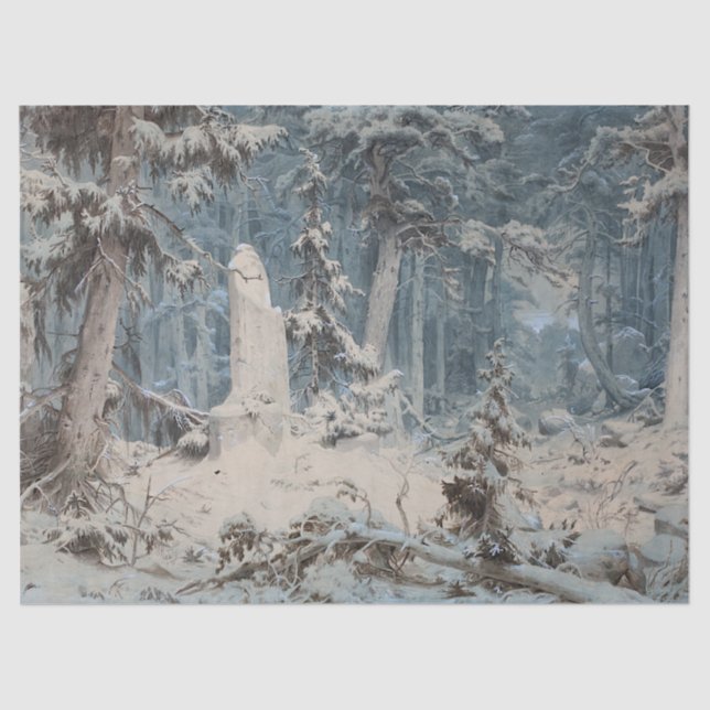 Papel De Seda Snowy Forest (por Andreas Achenbach) (Frente )
