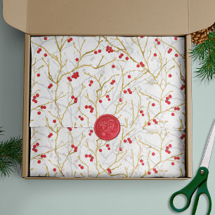 Papel De Seda Snowy Winterberry — Coordenação de Natal